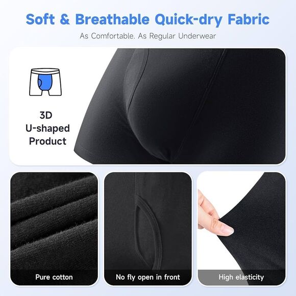 Carer Incontinence underwear for Men Washable medium Boxer Briefs 3 Pack Leak Pr - Picture 4 of 12